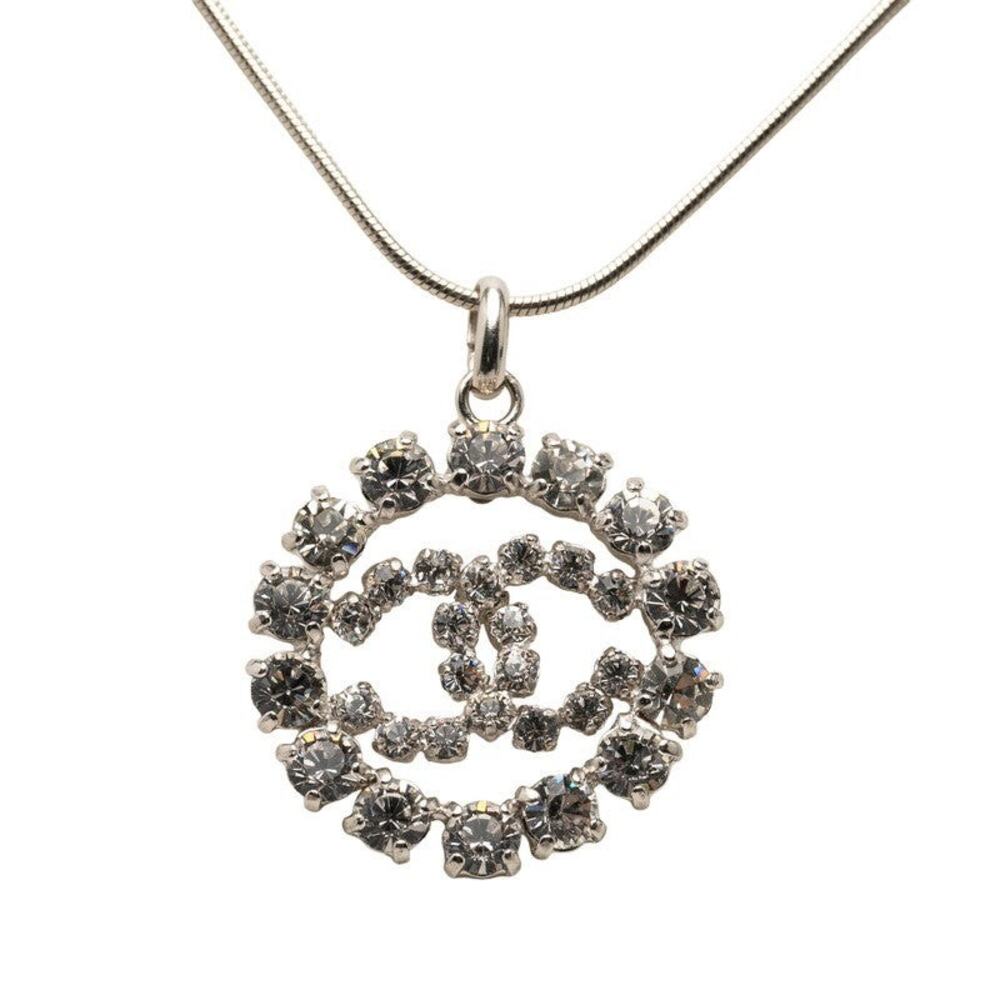 Chanel CC Logo Necklace Silver